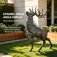 Sculpture élégante en FRP de cerf sauvage, finition bronze antique, étanche, ornement de luxe pour villa, pelouse, jardin et aménagement paysager