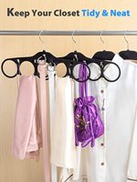 Cintre en velours floqué de haute qualité, gain de place, 5 trous ronds, pour foulards en soie et autres vêtements