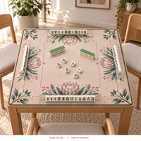 Tapis de Mahjong Yugaland à bords droits, en caoutchouc inodore, lavable, anti-bruit, antidérapant, 800*800mm, 3mm, pour table de jeu