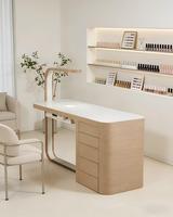 Ensemble de table de manucure avec chaises, station de salon de manucure moderne avec tiroirs de rangement