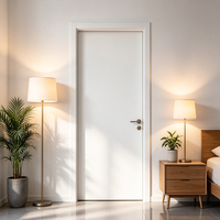 Porte intérieure minimaliste en PVC blanc, insonorisée, design à panneau plat, résistante à l'eau et à l'humidité, pour la décoration d'hôtel