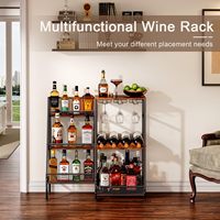 Mini bar de bar à domicile, table à 3 niveaux, étagère trapézoïdale pour bouteilles d'alcool, porte-vin sur pied