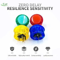 JY Prix Usine Personnalisé Haute Qualité 24/30mm LED 5V/12V Multicolore Transparent pour Bouton Poussoir de Jeu d'Arcade en Plastique Anglais