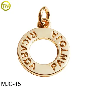 Small Metal Tags High Quality Circle Shape Custom Small Metal Logo Jewelry Tags Gold Color Engraved Letters Charm For Bracelets
