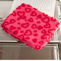 Sac de protection pour tablette en peluche en forme de cœur, tendance, doux et moelleux, avec fermeture éclair, pour ordinateur portable, portable, antichoc, pochette de rangement