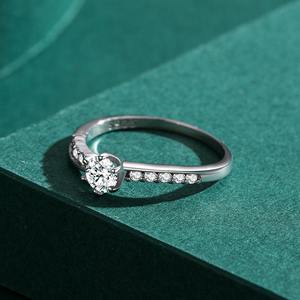 有名なブランドデザイナー女性の純粋な925スターリングシルバーCZジルコニアリング結婚約束リングジュエリー卸売サプライヤー - Product Image 3