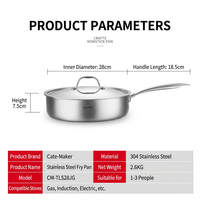 Poêle à frire multifonction moderne en acier inoxydable antiadhésif de 28 cm avec fond en fonte pour steak, œufs, pâtes, compatible gaz et induction