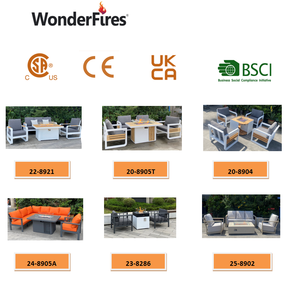 طاولة نار مستطيلة من الألومنيوم مقاس 44 بوصة، أثاث خارجي مع أرائك - Product Image 6