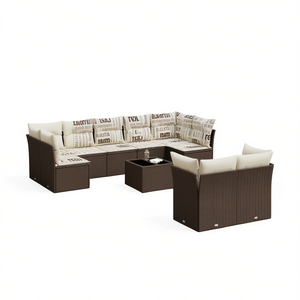 Ensemble de canapés de jardin en rotin brun avec housses amovibles, coussins en mousse haute densité, mobilier d'extérieur contemporain - Product Image 1