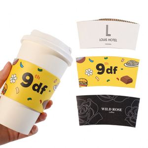 Fundas para Café, Aislantes Térmicas Protectoras para Bebidas, Fundas para Vasos de Papel Kraft Corrugado, Desechables, para Té - Product Image 3