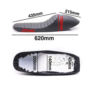 สีดำรถจักรยานยนต์ Cafe Racer เบาะนั่ง Custom Vintage Hump Saddle Flat Pan Retro สำหรับ CB400 CL200 <span class=keywords><strong>XJ650</strong></span> - Product Image 5