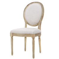 Vente en gros de bonne qualité Chaise française classique à dossier rond de style Louis Chaise en bois massif naturel utilisée pour un mariage dans un hôtel, un restaurant