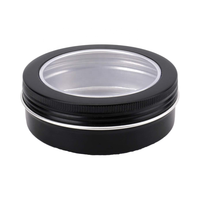 Offre Spéciale noir 4OZ recyclable épice cosmétique menthe bonbons stockage pot en aluminium bougie décorative étain clair PVC fenêtre nourriture parfum