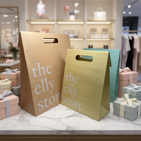 Sacs en papier kraft personnalisés, recyclables, biodégradables, avec poignée découpée, sacs cadeaux de luxe, sacs pour diffuseurs de parfum, sacs pour produits de soin de la peau