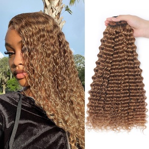 Extensions de cheveux humains 100% naturels de qualité supérieure, ondulés profonds, pré-séparés, couleur 27, faciles à coiffer, mèches de cheveux humains au crochet - Product Image 1