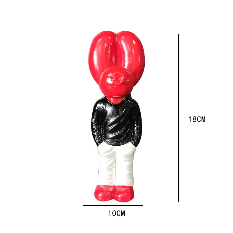 Moderne Rode Hars Dier Beeldje Nieuwe Stijl Gentleman Ballon Hond Standbeeld Voor Kantoor Aanrecht Huishoudster Relatiegeschenk Idee