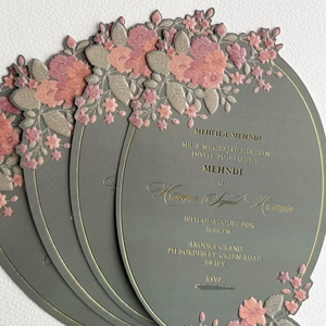 Juego de Tarjetas de Boda de Diseño Vintage Personalizado, con Corte Troquelado, Cinta Decorativa, Invitación, Menú y Tarjeta de Confirmación de Asistencia Incluidos, en Cartulina - Product Image 1