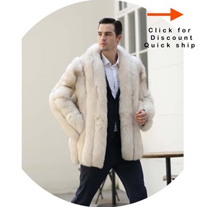 Manteaux en fourrure de renard pour hommes, fourrure épaisse spéciale, col <span class=keywords><strong>long</strong></span>, blanc chaud d'hiver, vente en gros OEM - Product Image 2