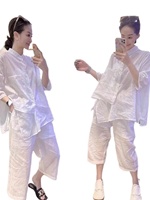 Ensemble Femme Vente en Gros Boutique Été 2026 Personnalisé Coton Lin Décontracté Chemise Blanche en Lin et Pantalon à Jambes Droites