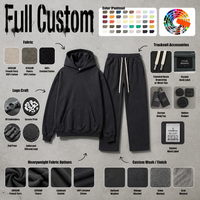 Ensemble sweat à capuche et pantalon de survêtement en molleton épais de coton, coupe oversize, épaules tombantes, 2 pièces, streetwear personnalisable pour homme