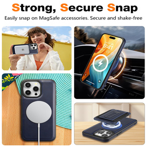 Étui de <span class=keywords><strong>T</strong></span>éléphone Professionnel en Cuir PU Magnétique pour iPhone 13 14 15 16 Pro Max Avec Porte-Cartes Support Multi-Fonctions Anti-Choc - Product Image 5