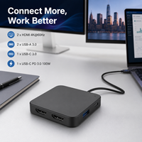 Hub USB C 6 en 1, Estación de Acoplamiento Dual HDMI 4K 60Hz, Adaptador Tipo C a USB 3.0 de 100W PD, Divisor Multipuerto para Monitor Dual