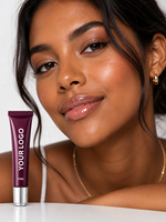 Gloss à lèvres OEM 24K or véritable, végétalien, à l'acide hyaluronique et aux céramides, longue tenue, hydratant, lissant, haute brillance