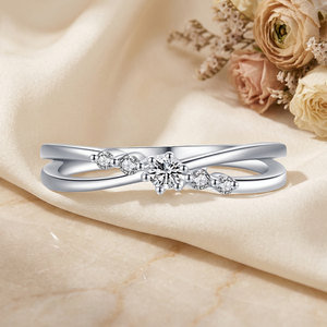 Ailmay Genuine 925 Sterling Silver Rhodium/Platinum Plated Zircon Simple Staggered Line Stackable Charm Finger Ring Women <b>Gift</b> - Product Image 2