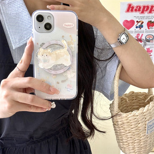 Ink Splash Dog Cat Magnetic <b>Stand</b> Double Layer Case For iPhone16ProMax 16 15 14 - Product Image 2