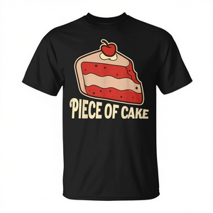 T-shirt Piece Of Cake nera con design grafico, abbigliamento casual unisex - Product Image 2