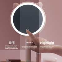 Miroir de maquillage double face portable avec cadre en plastique LED, éclairage USB rechargeable, variateur tactile, grossissement 5X, pour l'approvisionnement transfrontalier