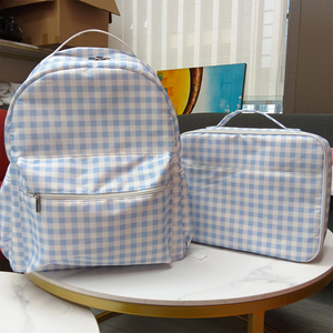 Sublimation Children Toddler Kids Ruffles <strong>Lunch</strong> Book <strong>Bags</strong> Back to School Pink Blue Gingham Nylon <strong>Backpack</strong> - Product Image 2
