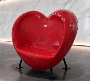 Chic Heart-Themed FRP <b>Chair</b> Red Outdoor Waterproof 360 Rotating Seating Hot Check-in Prop for Alibaba Sellers Hotel Mall - Product Image 1