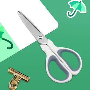 Office Scissors Stainless Steel Straight Head White Gray Home Use Paper Cutting Multi Functional Student Stationery - Product Image 4