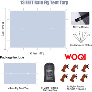 Woqi เต็นท์น้ำหนักเบาสำหรับตั้งแคมป์ผ้าใบกันฝนสีสันสดใสเต็นท์กันน้ำ3000 + วัสดุกันแดด - Product Image 2