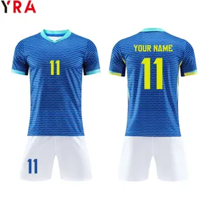 Rood En Wit Zwart Blauw Voetbal Kids Mannen Voetbalshirt Nieuwe Blanco 2024 Soccer Jersey De Soccer 100% Polyester Effen