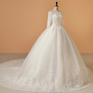 <b>White</b> Off The Shoulder Ball Gown Wedding Dress With Train Organza Over Chantilly <b>Lace</b> Sweetheart Neckline Natural Waistline - Product Image 2