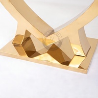 Nouveau design dernier mariage or en acier inoxydable cristal rond côté verre miroir gâteau table top gâteau tables pour mariage et événement