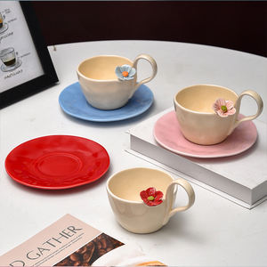 Taza de Cerámica Creativa y Sencilla con Diseño Floral Pintado a Mano para <span class=keywords><strong>Desayuno</strong></span>, Leche, Café, con Platillo - Product Image 1