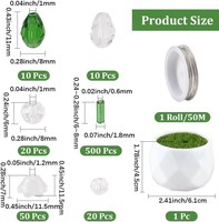 Kit de fabrication de plantes en perles pour créer des plantes éternelles, avec perles de verre rondes en cristal et motifs feuille d'érable, fleur et feuilles, pour artisanat DIY manuel