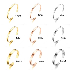 Bracciale a Polsino Personalizzato in Acciaio Inox Placcato Oro 14K con Incisione 'Be the Change' <span class=keywords><strong>da</strong></span> LOYALTY, 4MM 6MM 8MM - Product Image 6