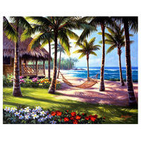 Peinture au diamant 5D complète à faire soi-même, mosaïque artisanale, paysage de plage d'été, ensembles de diamants carrés ASF466