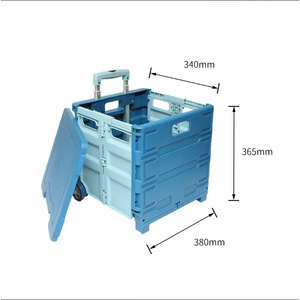 Carrito de Compras Plegable Portátil de Plástico con Asa y 4 Ruedas, Color Negro - Product Image 5