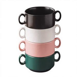 Bols à <span class=keywords><strong>soupe</strong></span> de nouilles aux oignons français en céramique, design nordique personnalisé, écologiques, avec double poignée, pour desserts - Product Image 6