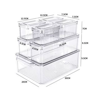 7-Piece Fridge Organizer Set Stackable Refrigerator Storage <b>Bins</b> With <b>Lids</b> Clear <b>Plastic</b> Food Containers for Fruit Vegetable - Product Image 5