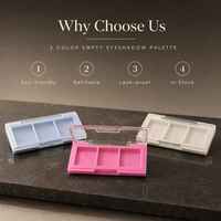 Palette de fards à paupières vide ISMAN 3 couleurs, étui carré pour blush, couvercle à clapet, emballage cosmétique en plastique PS rose, vente en gros, logo personnalisé