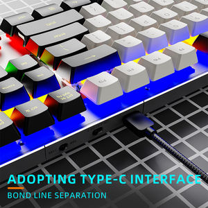 Clavier mécanique filaire <span class=keywords><strong>AZERTY</strong></span> personnalisable 104 touches, panneau métallique rétroéclairé RVB, interrupteurs rouges linéaires anti-ghosting, clavier de jeu - Product Image 5