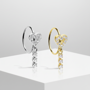 Novo Design 2026: Piercing de Nariz em Forma de Coração com Pingente, Anel em Aço Inoxidável Banho de Ouro, Joia de Nariz Feminina - Product Image 4