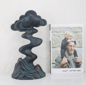 Sculpture de Montagne Nuageuse Auspicieuse Dorée, Statue de Paysage en Métal Faite à la Main, Or Bronze Bronze Foncé, Décoration <span class=keywords><strong>Zen</strong></span> de Table pour la Maison - Product Image 2