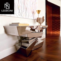 Vente chaude Meubles De Luxe Élégant Irrégulier Nordique En Acier Inoxydable Or Console Table Couloir